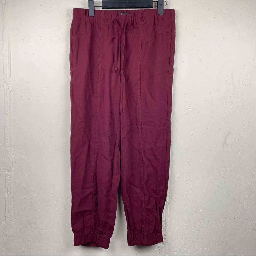 Madewell Drapey Seamed Track Trousers Maroon Burgundy Small - Picture 2 of 7